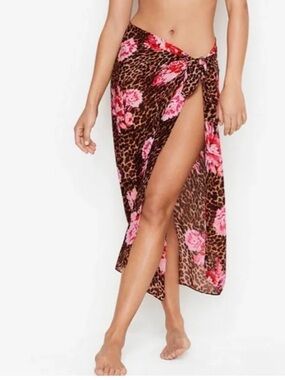 Victoria's Secret Brown Leopard & Pink Floral Tunic